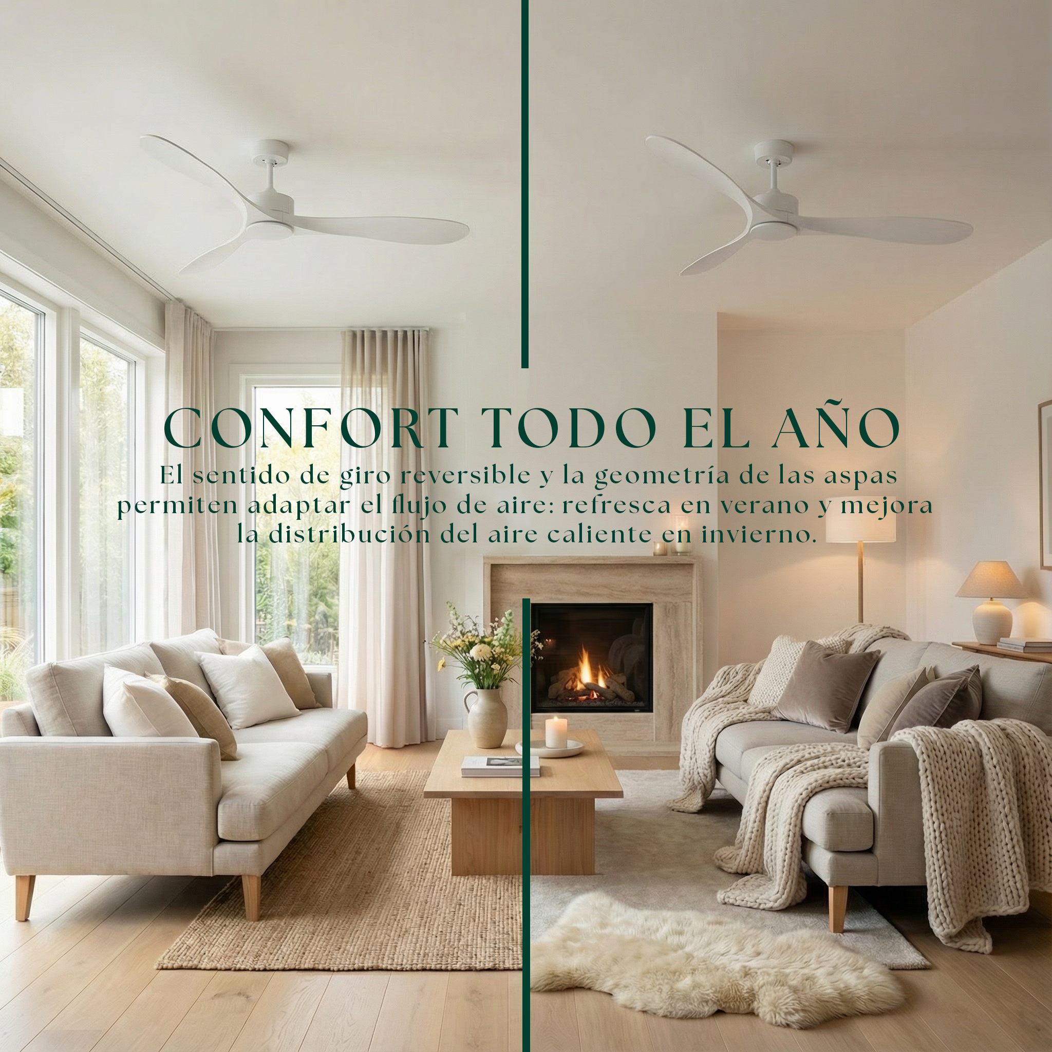 Boreal 132 cm Ceiling Fan (10–25 m²) – 3 ABS Blades