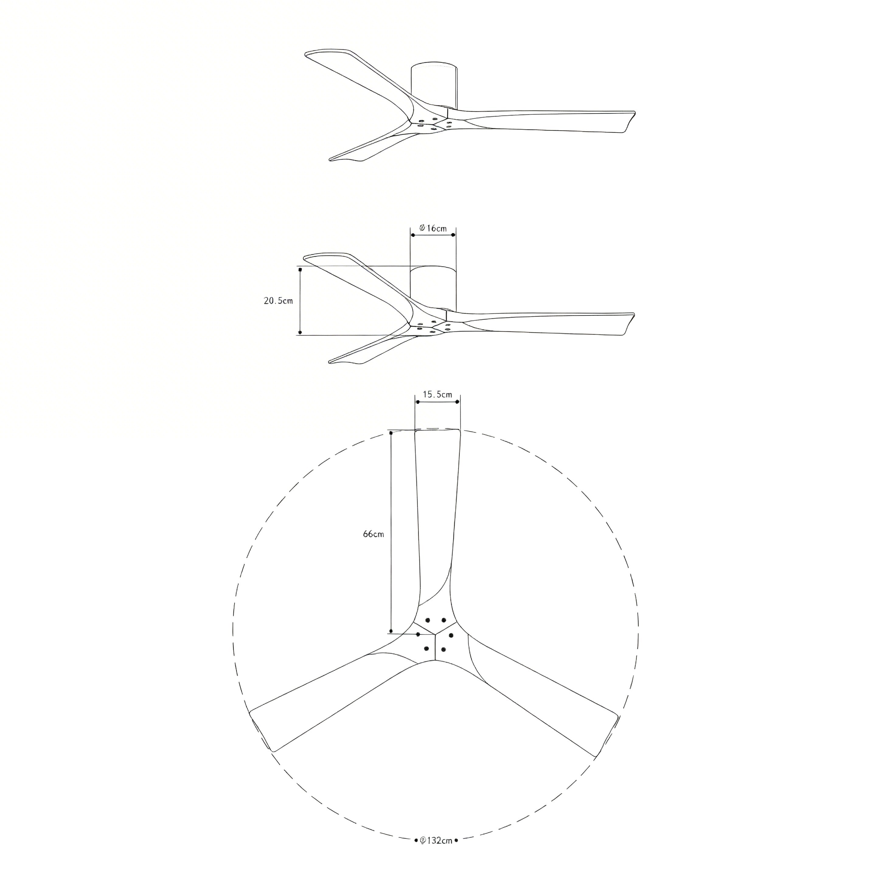 Etoile Wooden Ceiling Fan 132 cm & 112 cm