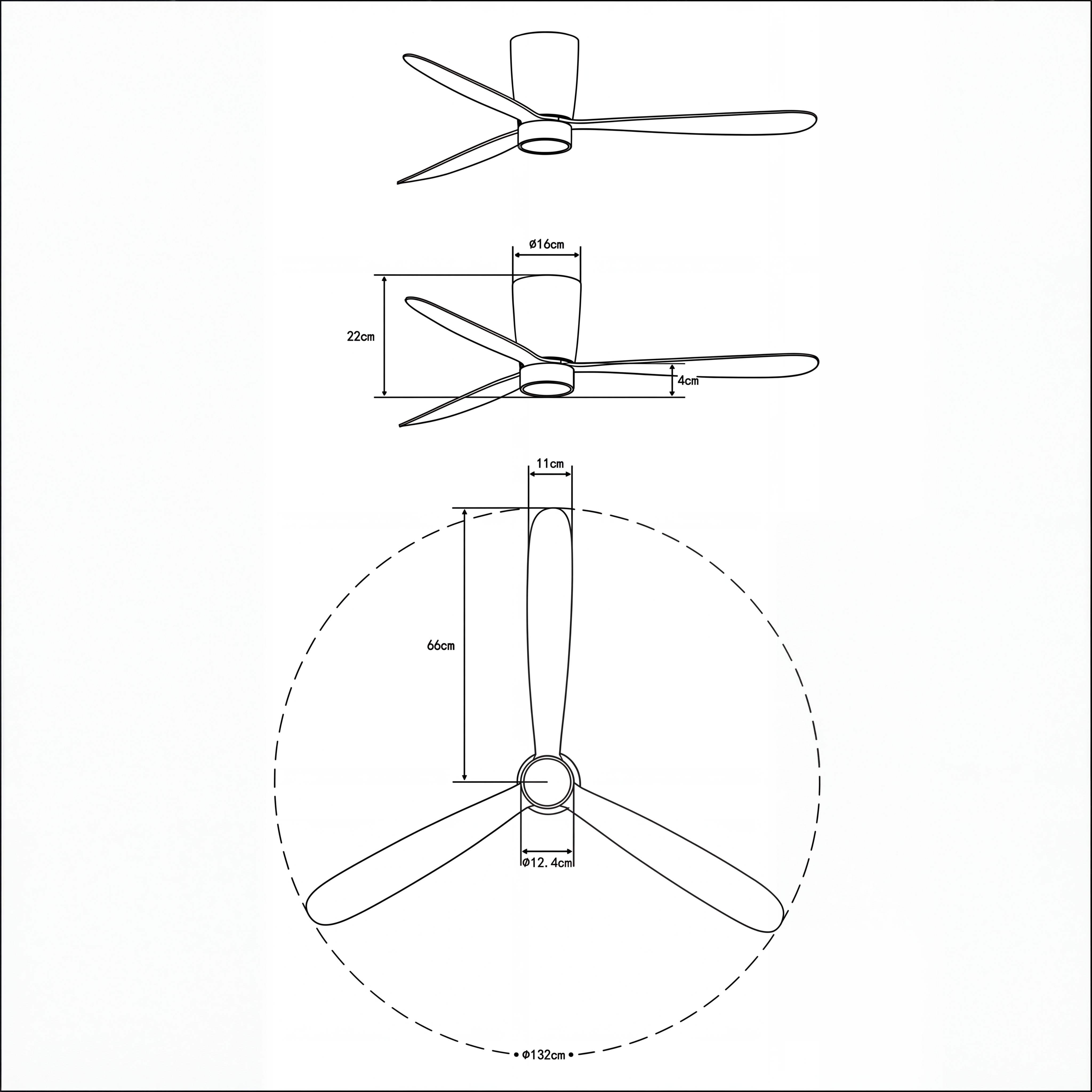 Sirocco 132 cm Ceiling Fan (10–25 m²) – 3 ABS Blades