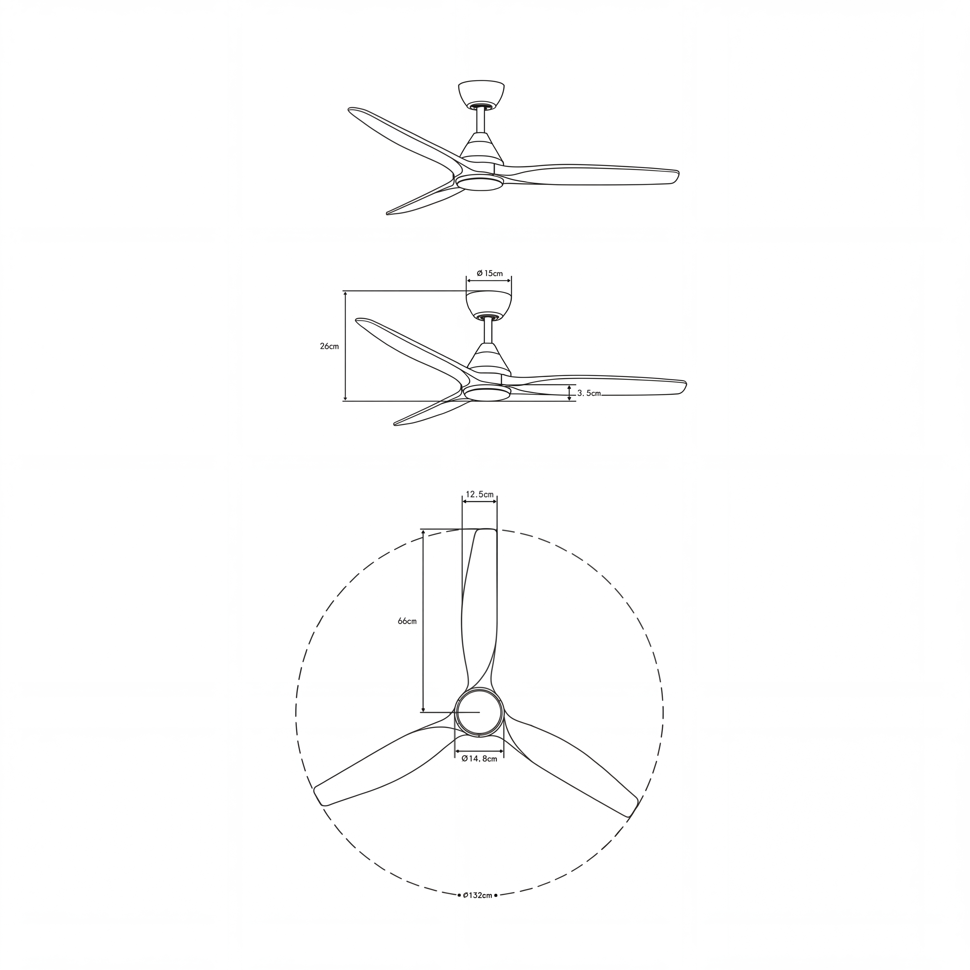 Ventilador de techo Dolomiti de madera (132 cm / 112 cm)