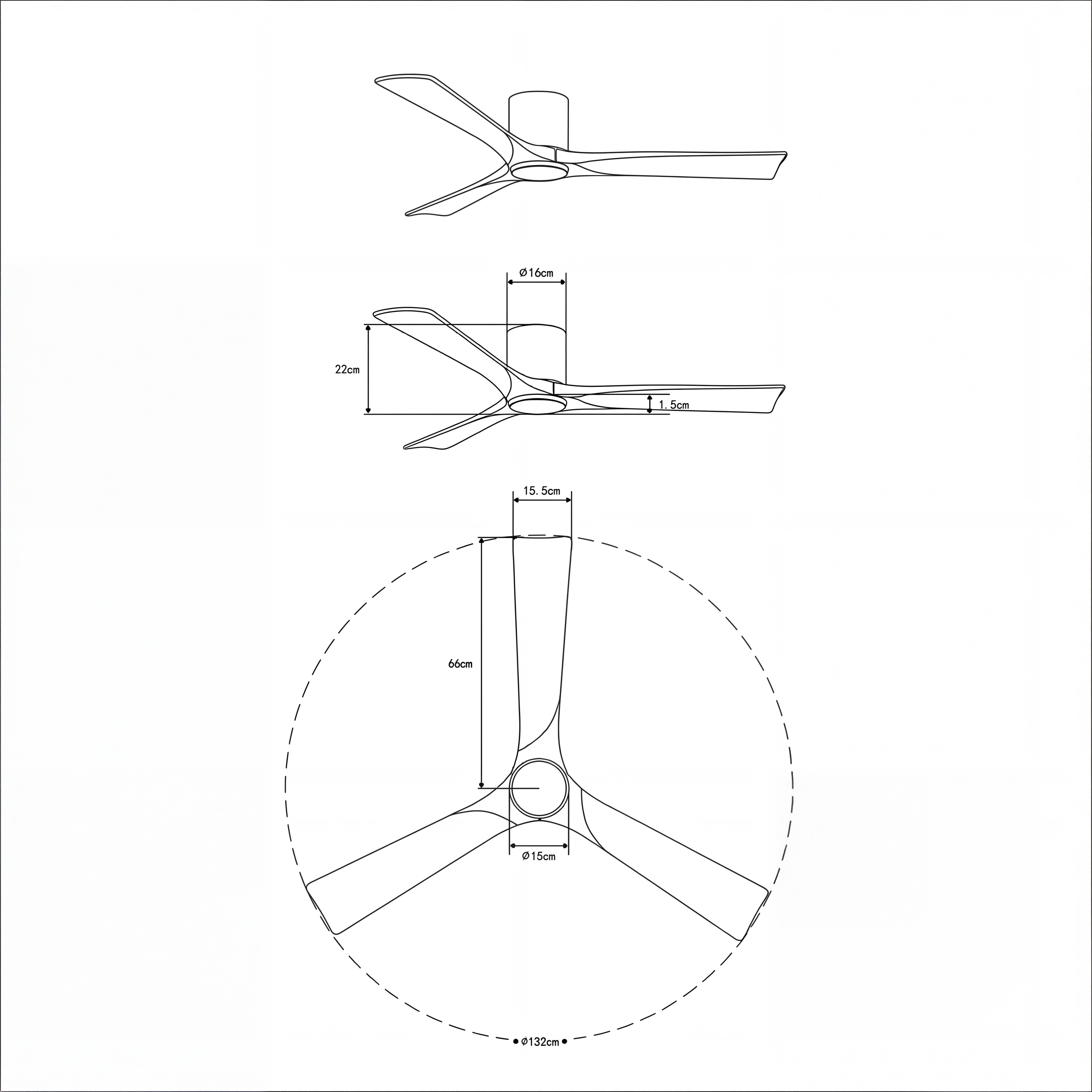Etoile Wooden Ceiling Fan 132 cm & 112 cm