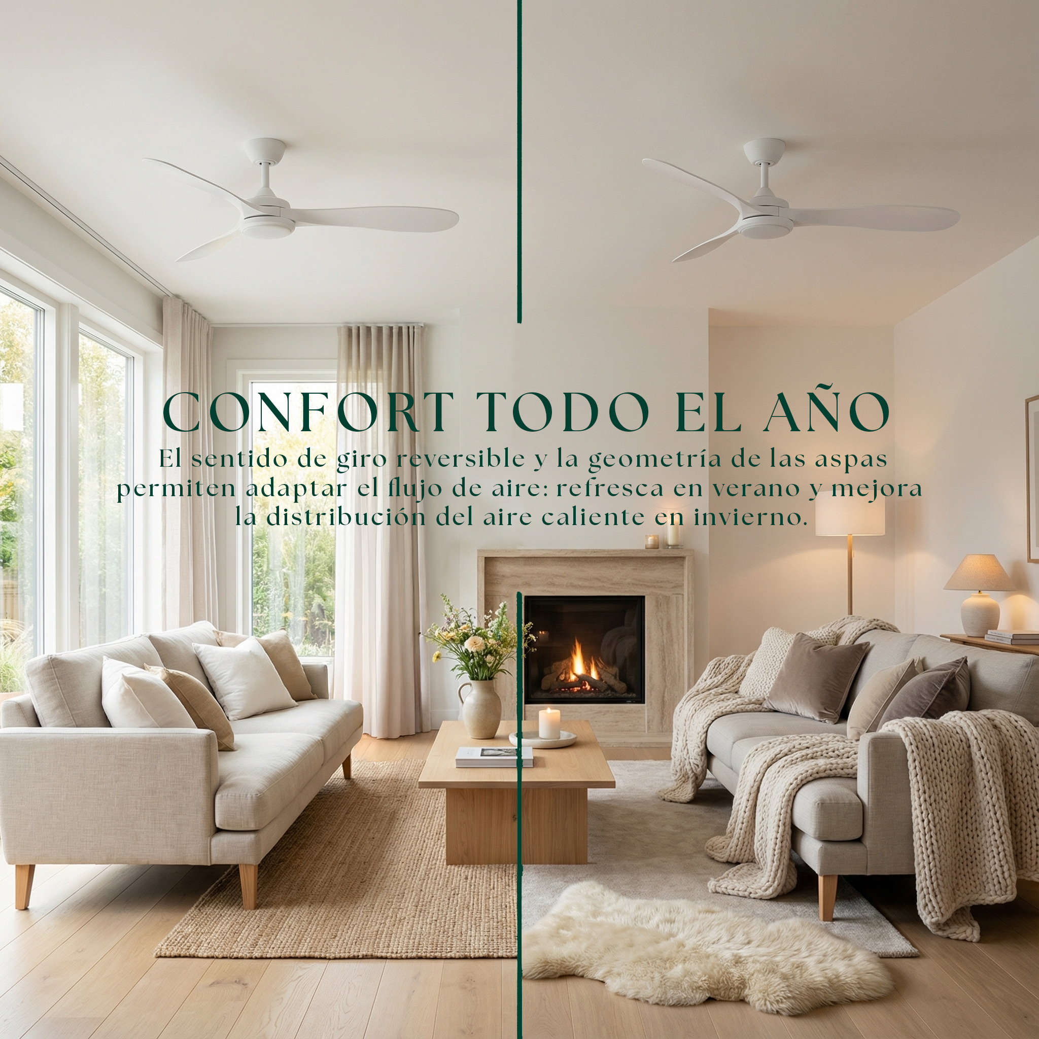 Boreal 132 cm Ceiling Fan (10–25 m²) – 3 ABS Blades