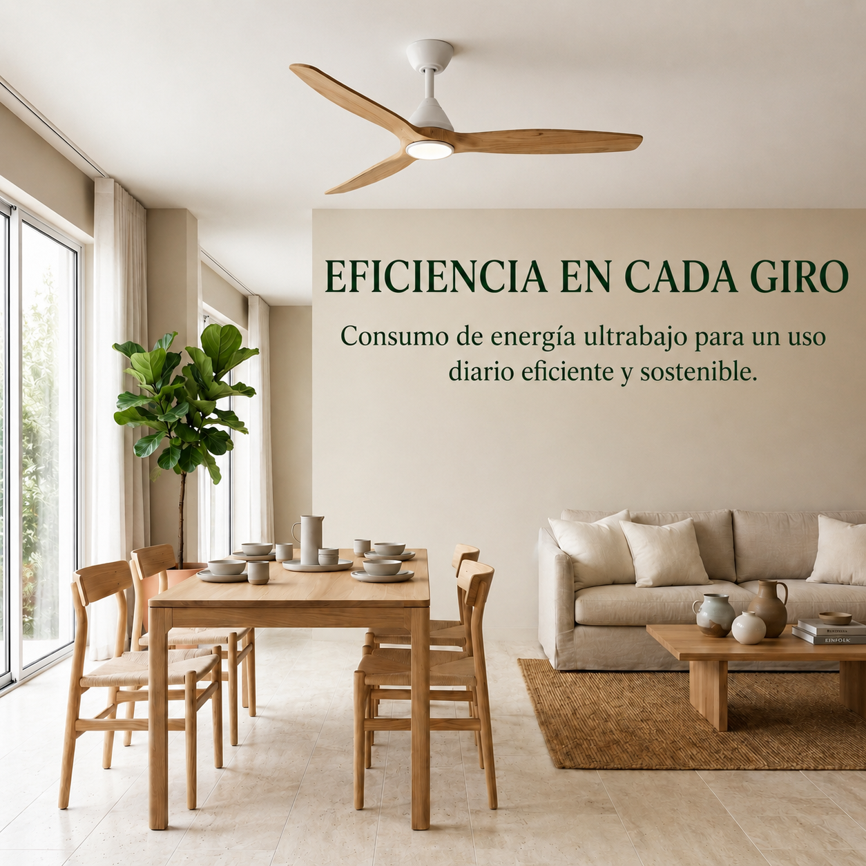 Ventilador de techo Dolomiti de madera (132 cm / 112 cm)