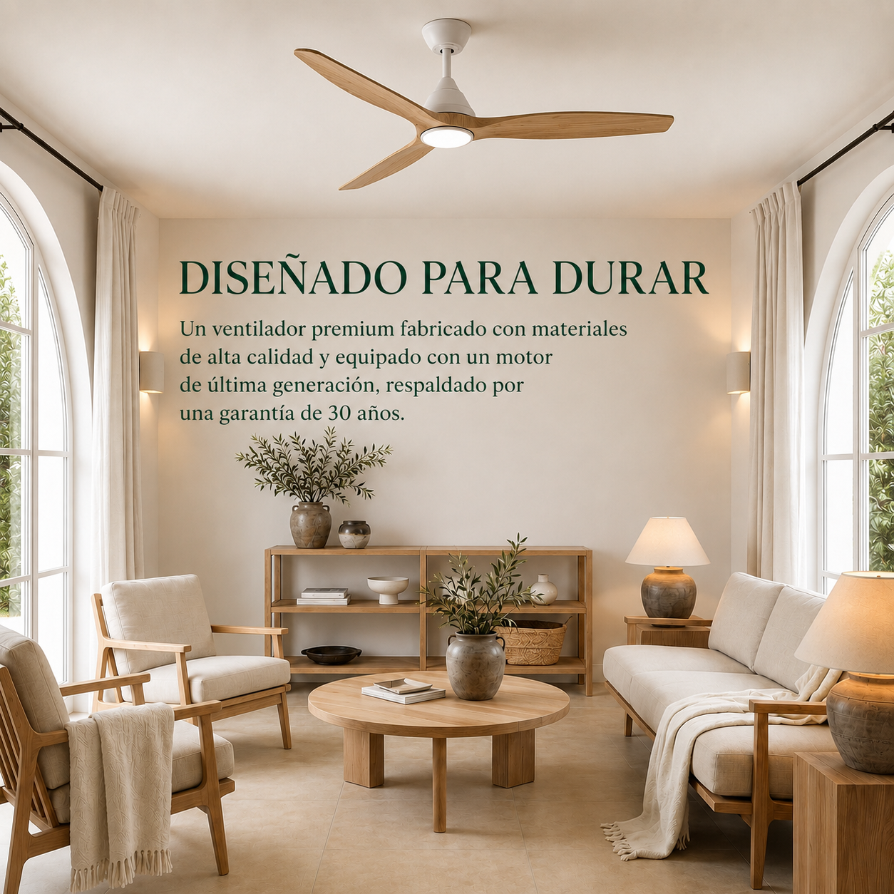 Ventilador de techo Dolomiti de madera (132 cm / 112 cm)