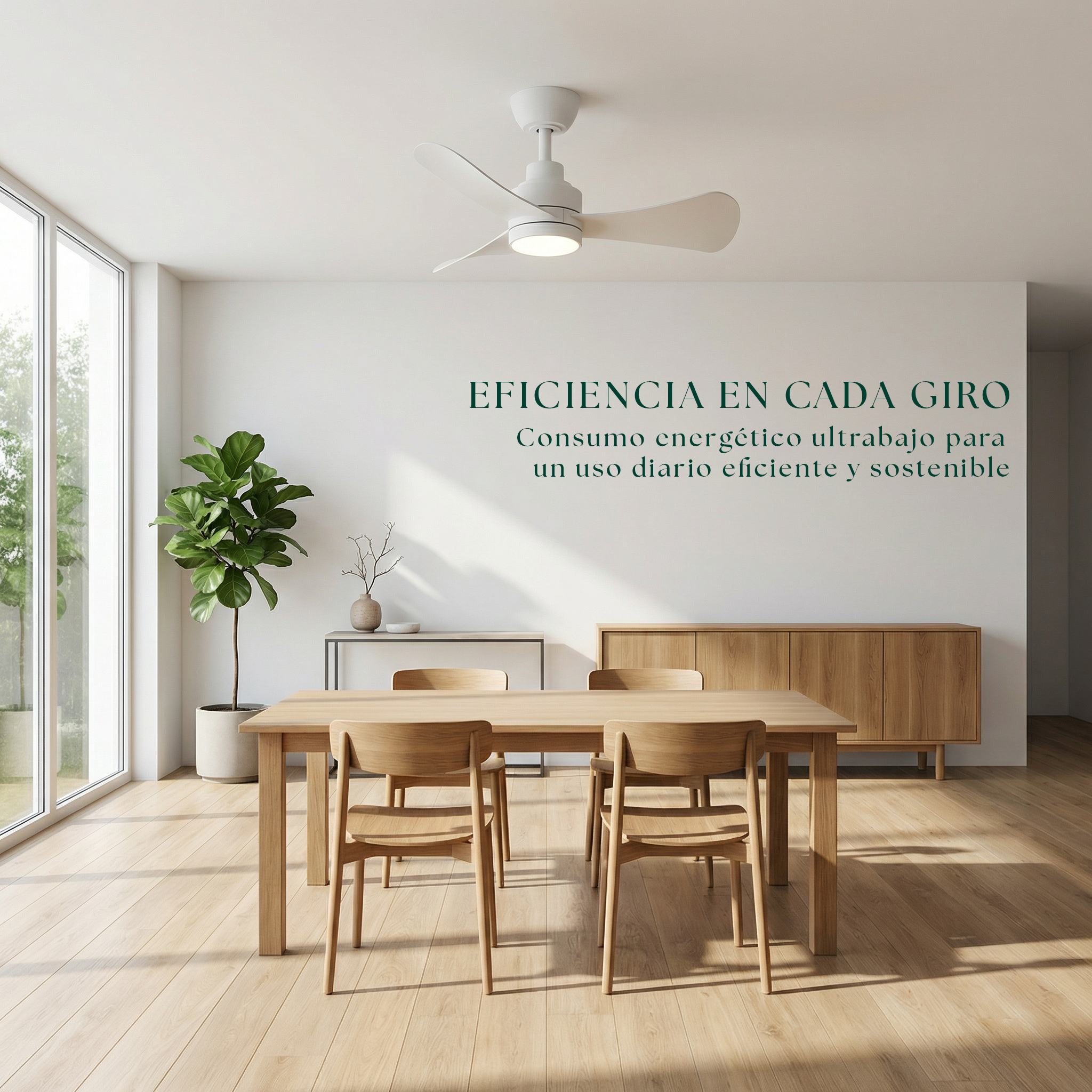 Turqueta 83 cm Ceiling Fan (<8 m²) – 3 ABS Blades with LED Light