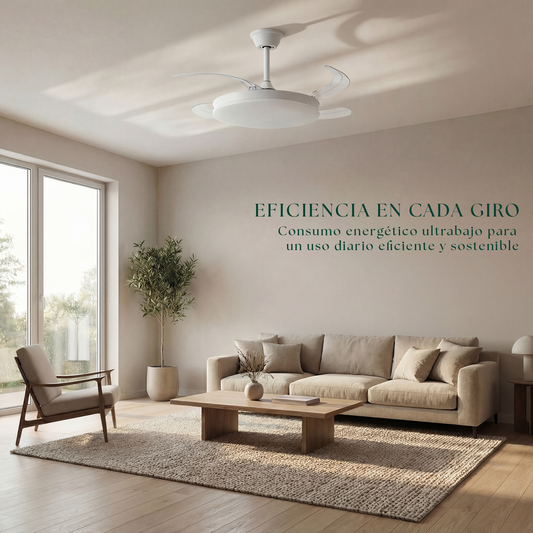Milos 55 cm Ceiling Fan (6–15 m²) – Compact with LED Light