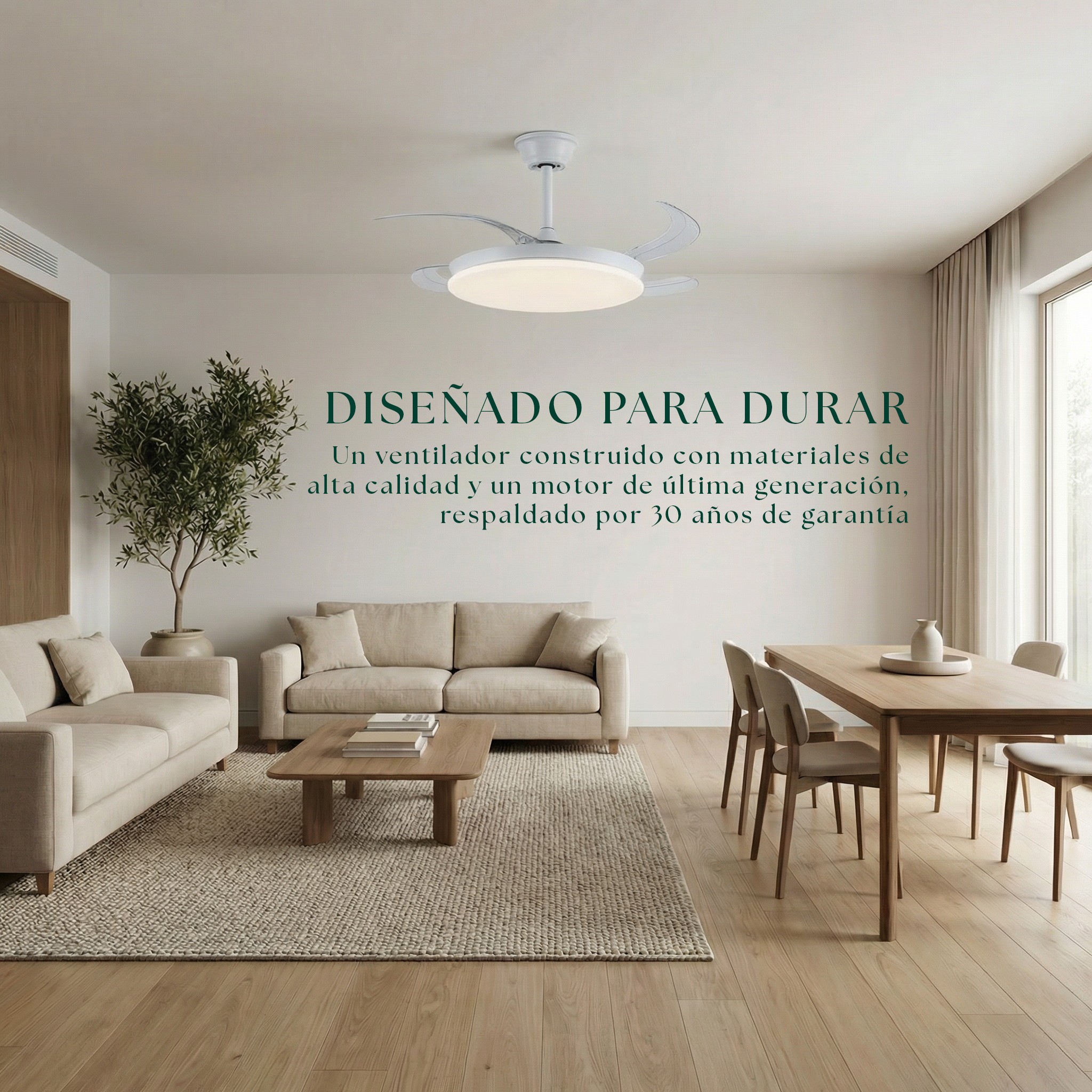 Milos 55 cm Ceiling Fan (6–15 m²) – Compact with LED Light
