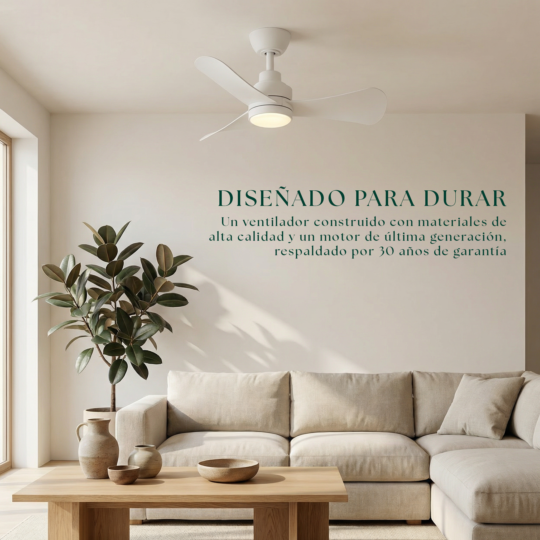 Turqueta 83 cm Ceiling Fan (<8 m²) – 3 ABS Blades with LED Light