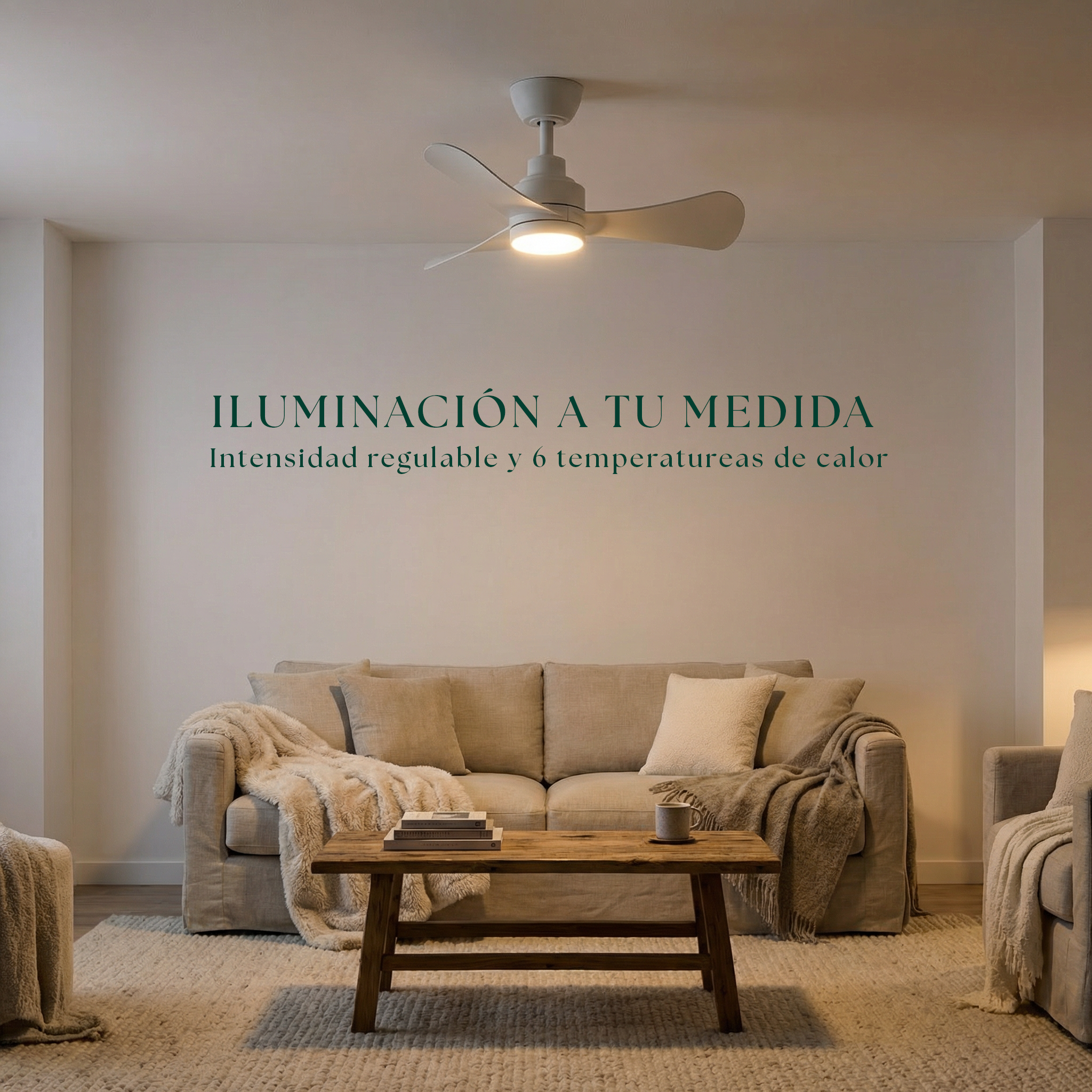 Turqueta 83 cm Ceiling Fan (<8 m²) – 3 ABS Blades with LED Light