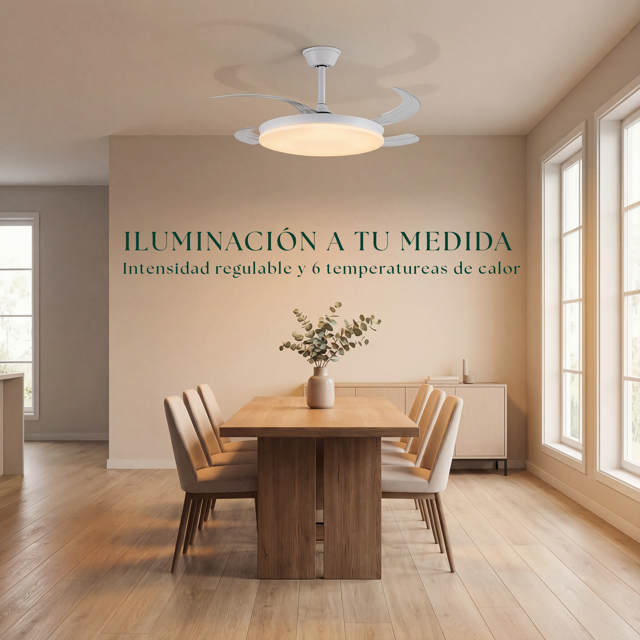 Milos 55 cm Ceiling Fan (6–15 m²) – Compact with LED Light