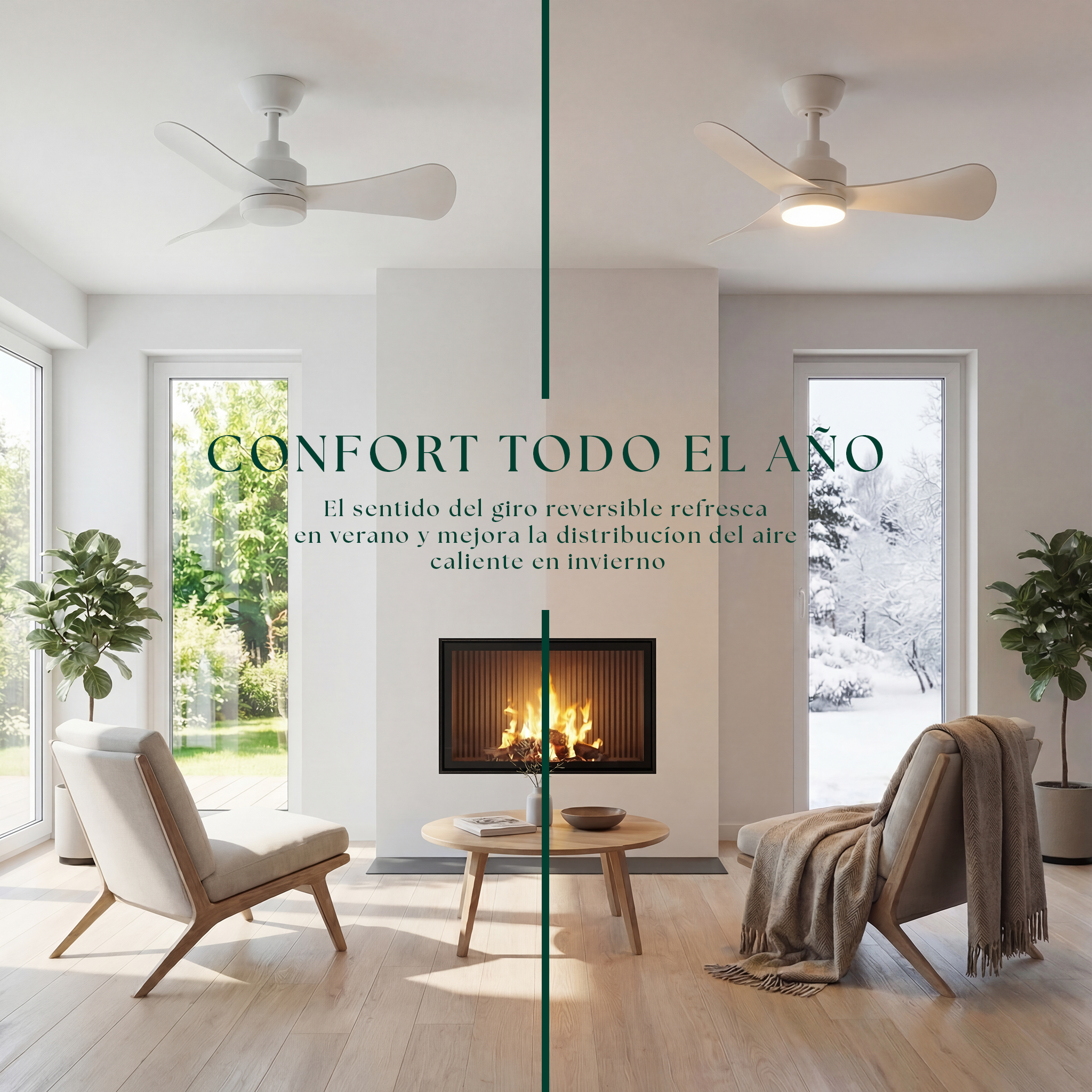 Turqueta 83 cm Ceiling Fan (<8 m²) – 3 ABS Blades with LED Light