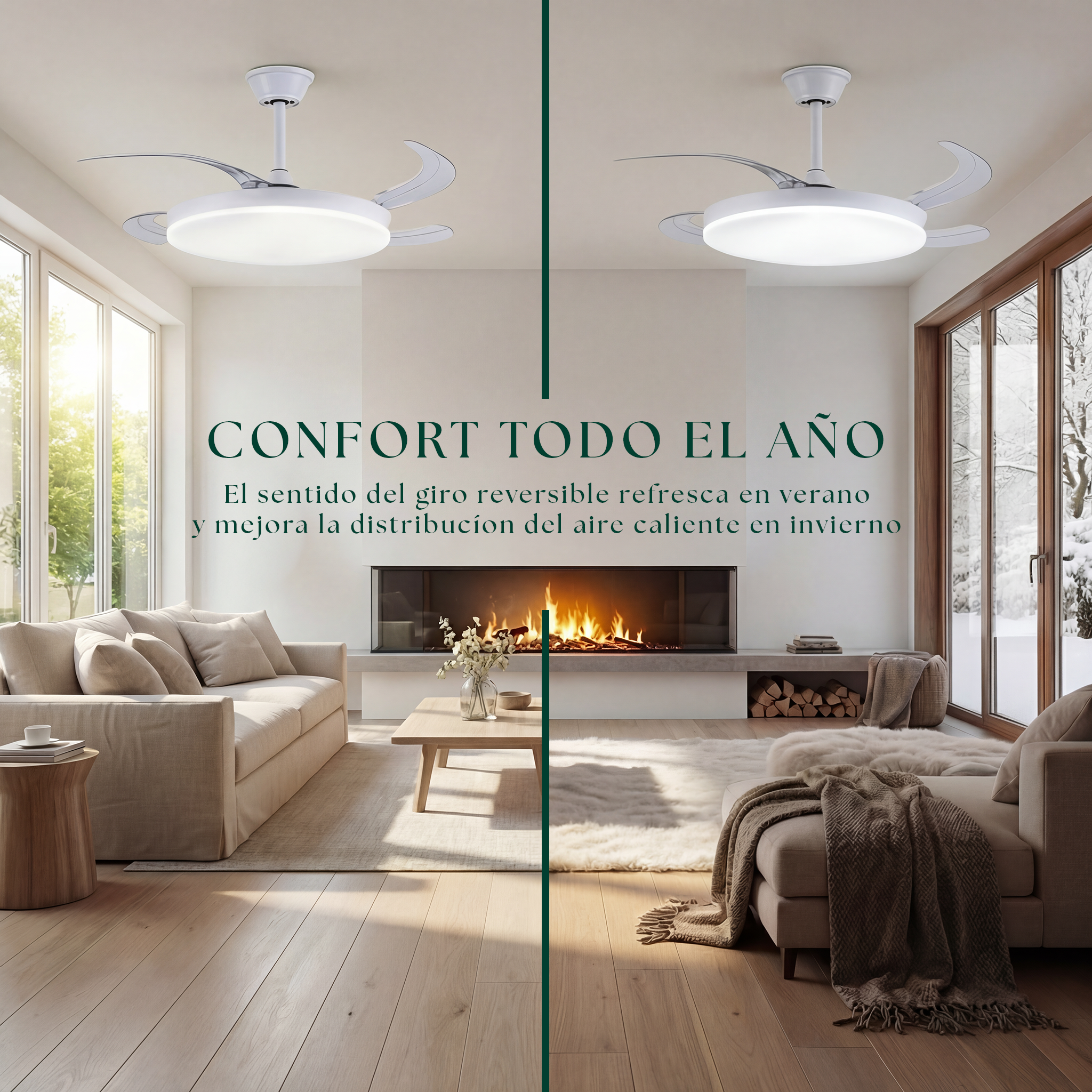 Milos 55 cm Ceiling Fan (6–15 m²) – Compact with LED Light