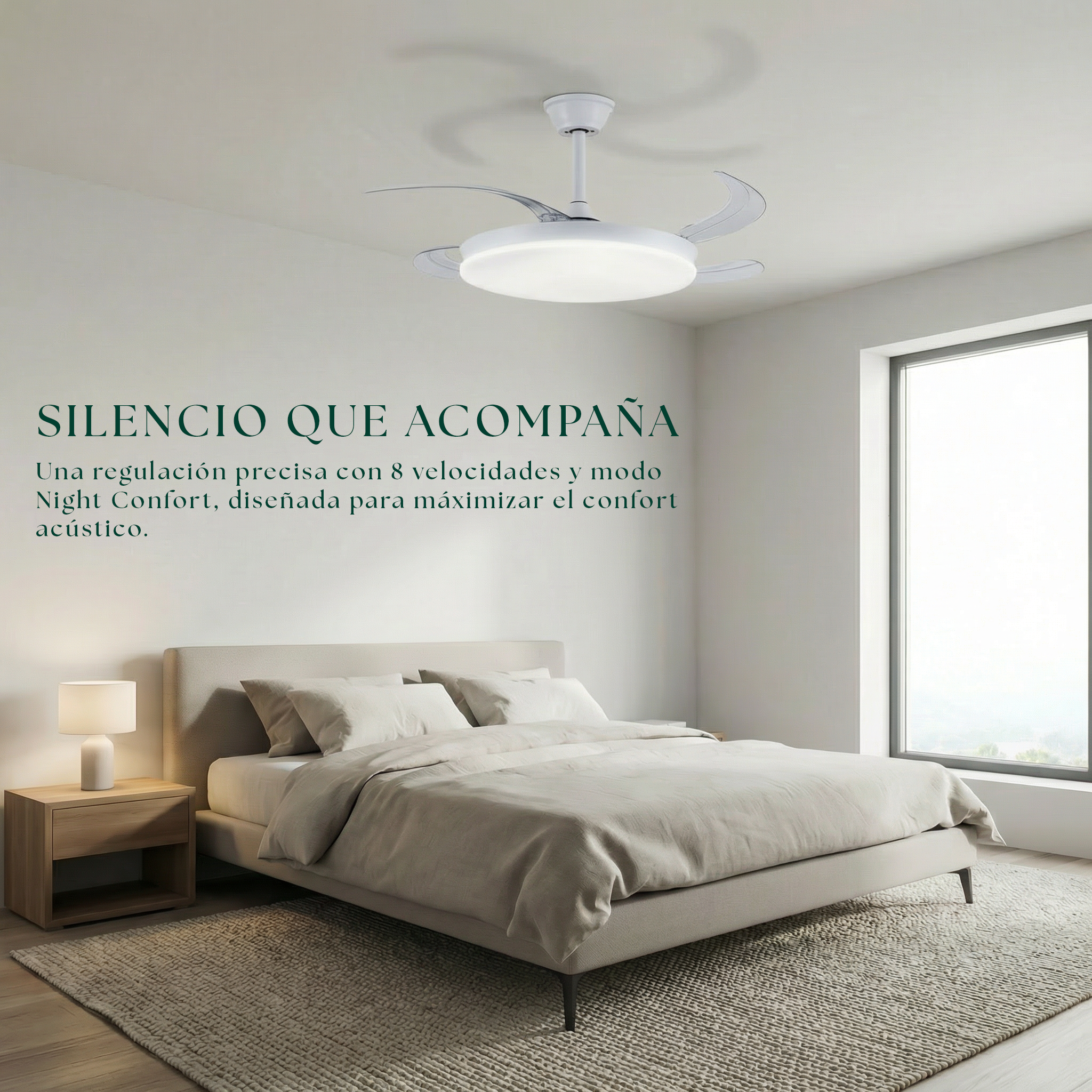 Milos 55 cm Ceiling Fan (6–15 m²) – Compact with LED Light
